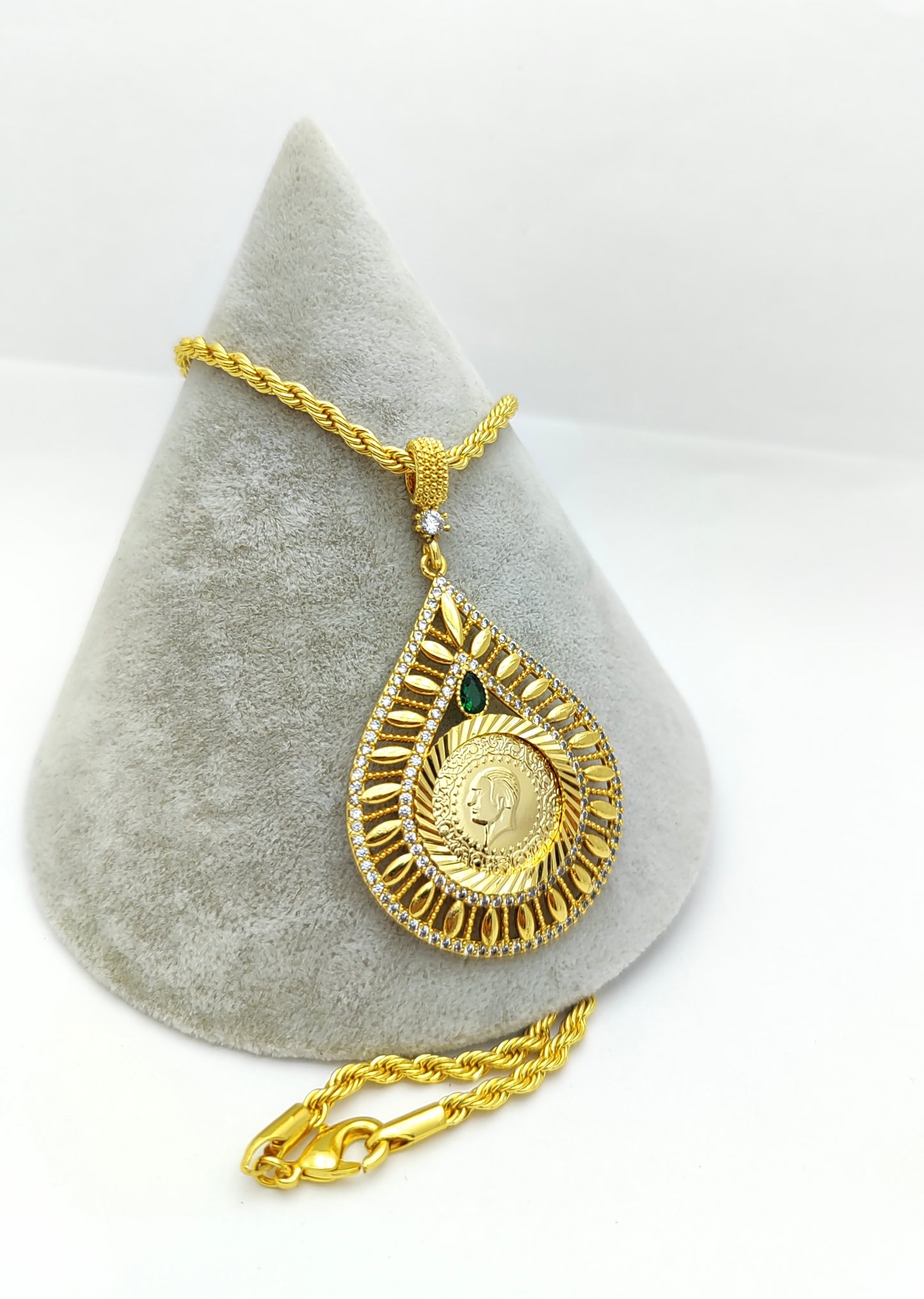 Tropfen mit Ceyrek Halskette 22k Vergoldet