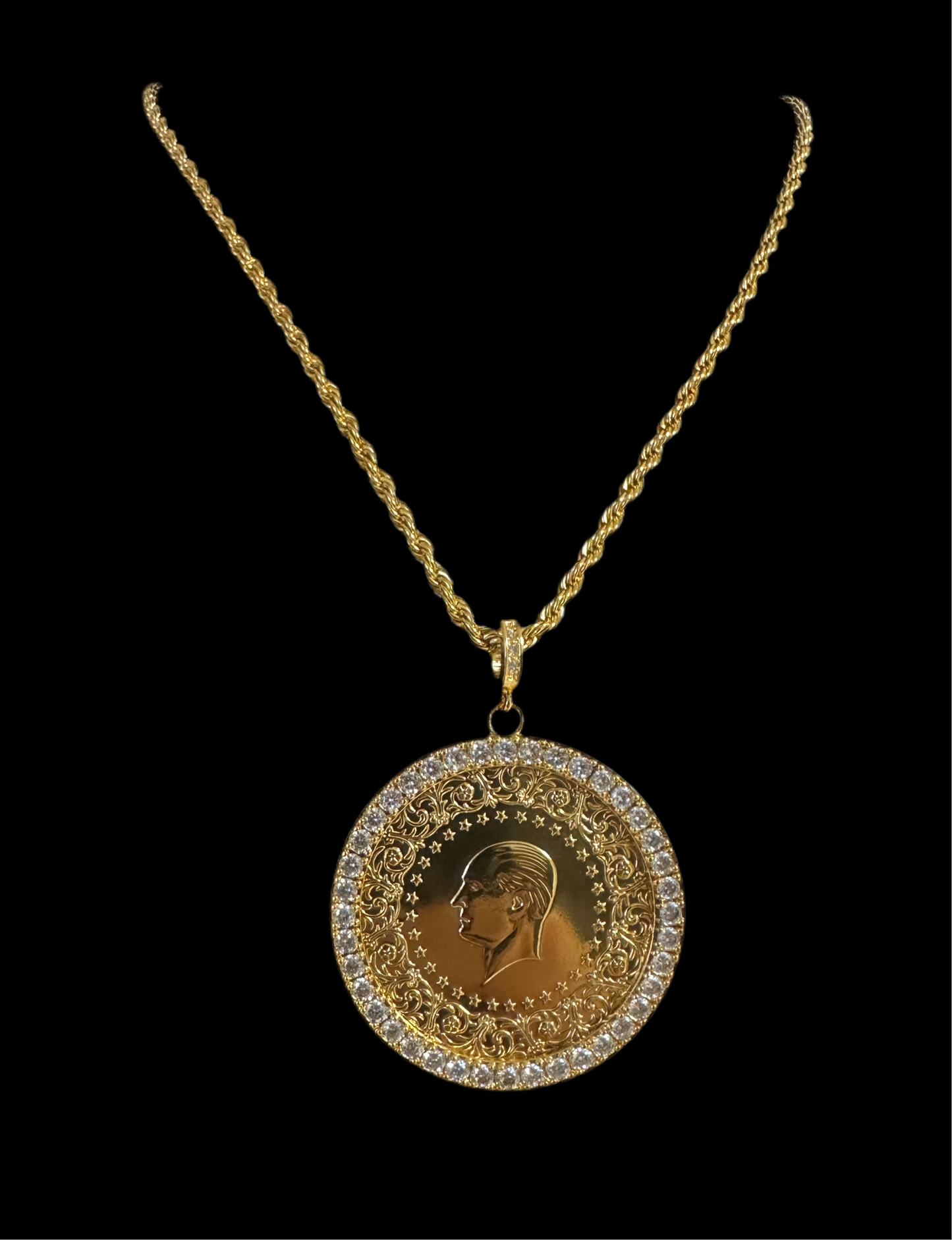 Burgulu Halskette mit Große Goldmünze 22 karat vergoldet