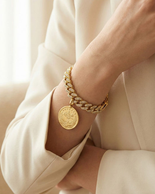 Zirkonia Stein Armband 2,5 Resat Münze