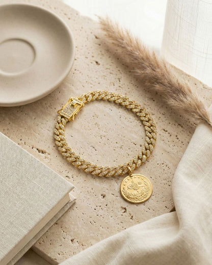 Zirkonia Stein Armband 2,5 Resat Münze