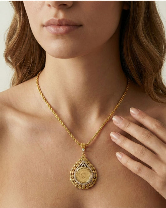 Tropfen mit Ceyrek Halskette 22k Vergoldet
