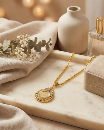 Tropfen mit Ceyrek Halskette 22k Vergoldet