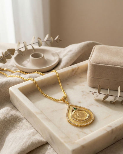 Tropfen mit Ceyrek Halskette 22k Vergoldet