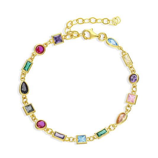 Naturstein Regenbogenarmband / 925 SILBER