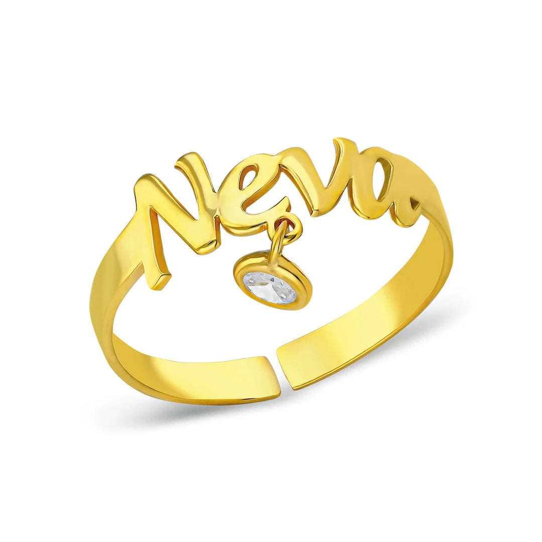 Name Ring mit Edelstein / 925 SILBER