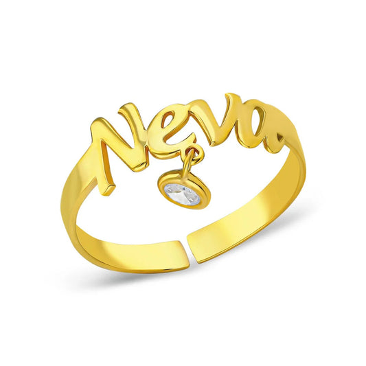 Name Ring mit Edelstein / 925 SILBER