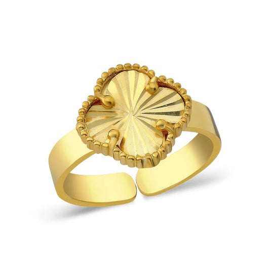 Glänzender Kleeblatt Ring / 925 SILBER