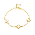 Dreifaches weißes Kleeblatt-Armband / 925 SILBER