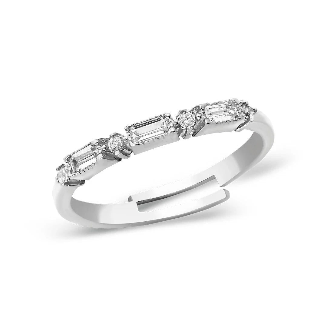 Ring mit gepunktetem Baguette Stein / 925 SILBER