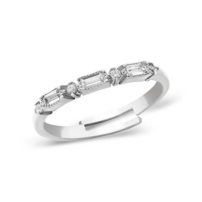 Ring mit gepunktetem Baguette Stein / 925 SILBER