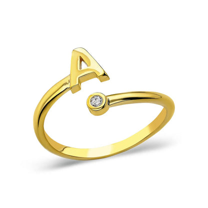 Offener Ring mit Buchstaben / 925 SILBER