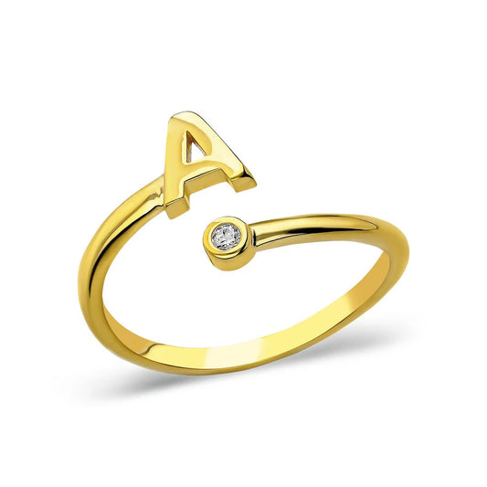 Offener Ring mit Buchstaben / 925 SILBER