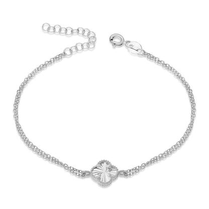 Glänzendes Kleeblatt Armband / 925 SILBER