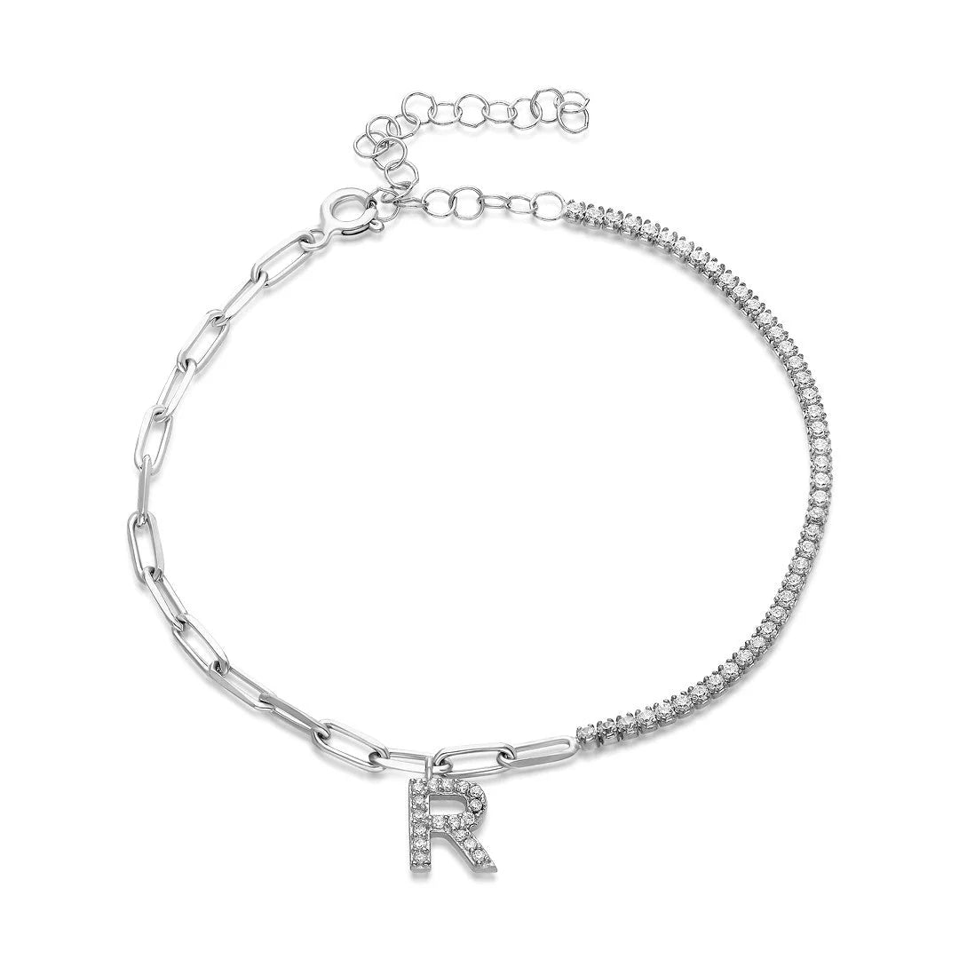 Armband mit Steinbuchstaben Design / 925 SILBER