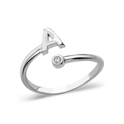 Offener Ring mit Buchstaben / 925 SILBER
