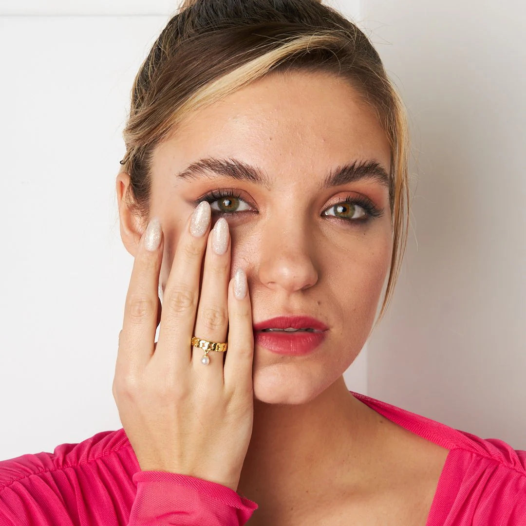 Perlen Anhänger Ring / 925 SILBER