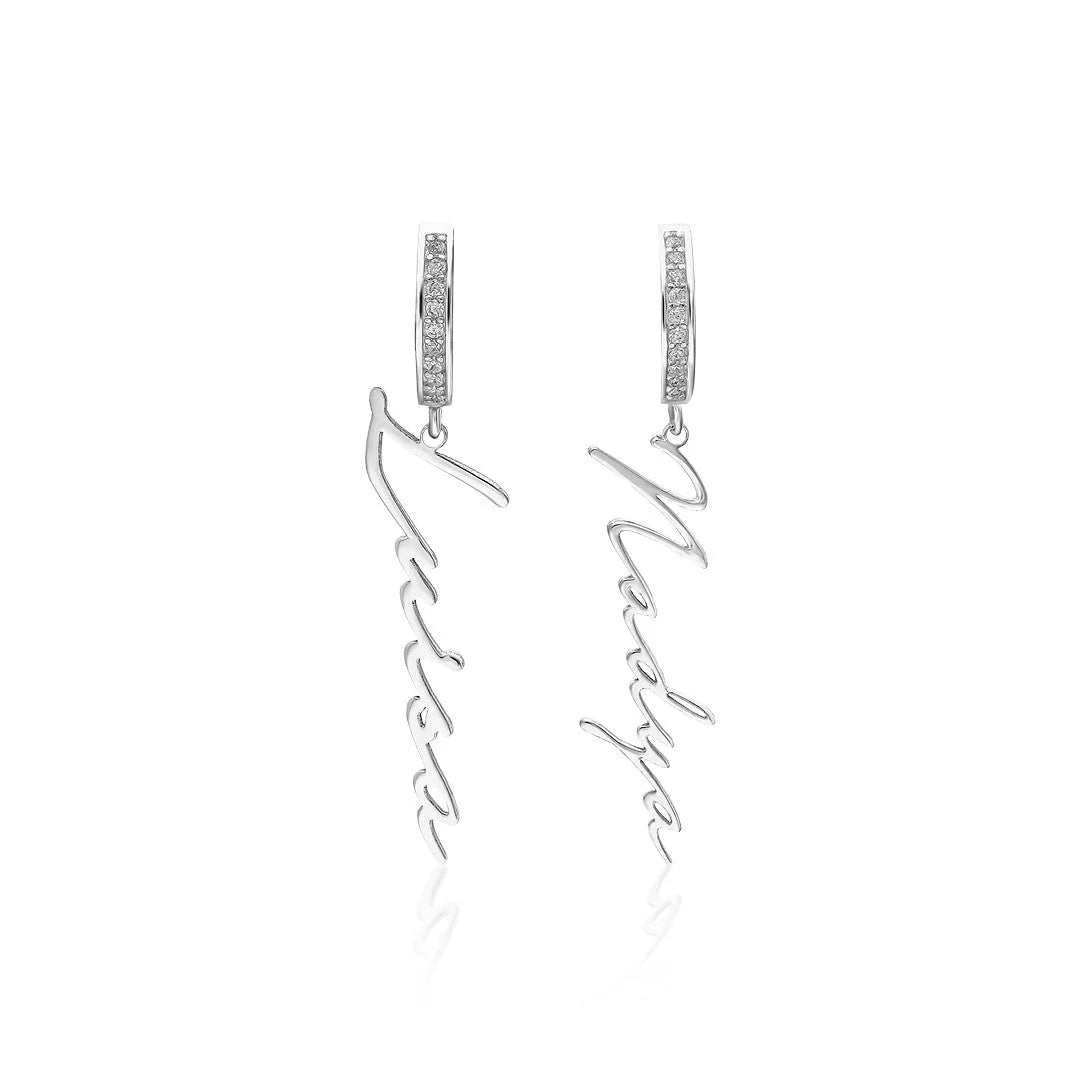 Steine und Signatur Ohrringe / 925 SILBER