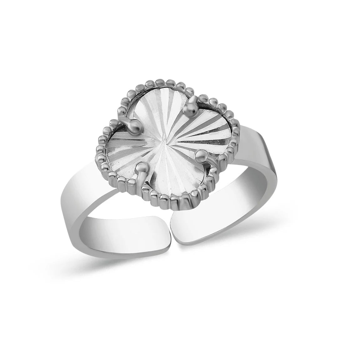 Glänzender Kleeblatt Ring / 925 SILBER