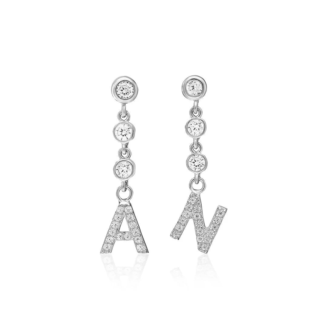 Steine und Buchstaben Ohrringe / 925 SILBER