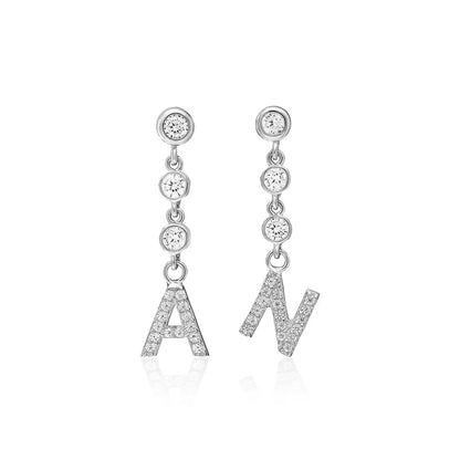 Steine und Buchstaben Ohrringe / 925 SILBER