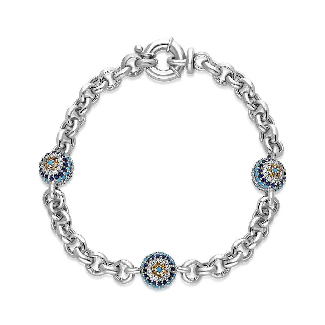 Armband mit dicken Ketten und Steinen / 925 SILBER