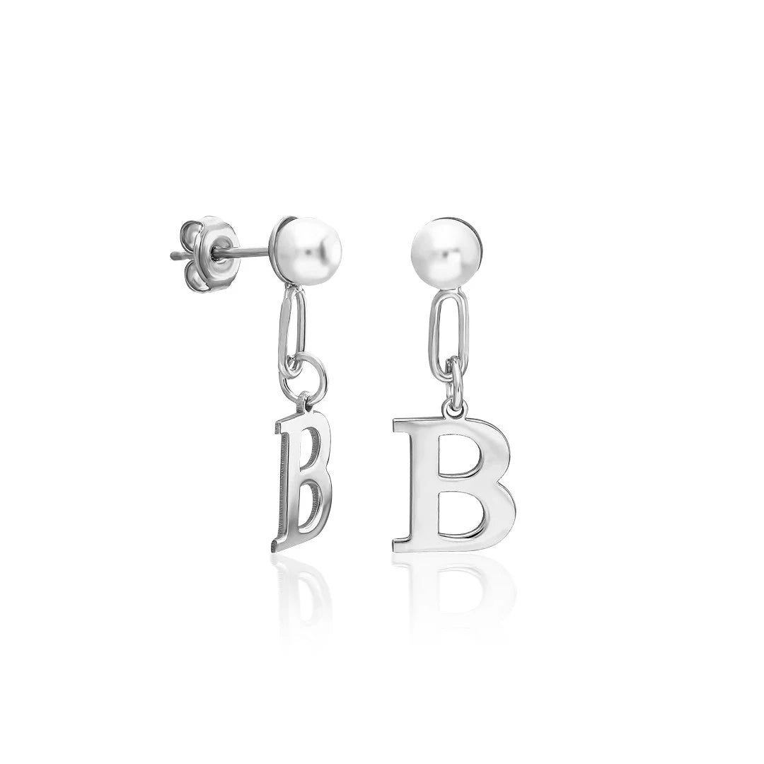 Perlenbesetzte Buchstaben-Ohrringe / 925 SILBER