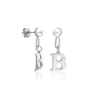 Perlenbesetzte Buchstaben-Ohrringe / 925 SILBER