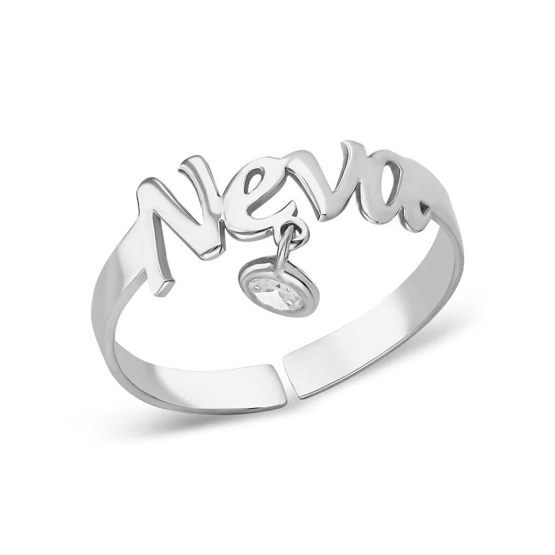 Name Ring mit Edelstein / 925 SILBER