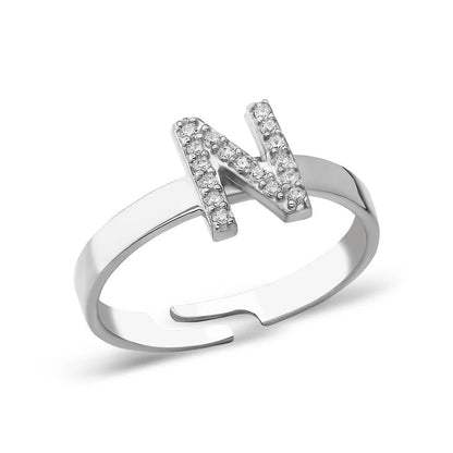 Einbuchstaben Ring mit Stein / 925 SILBER