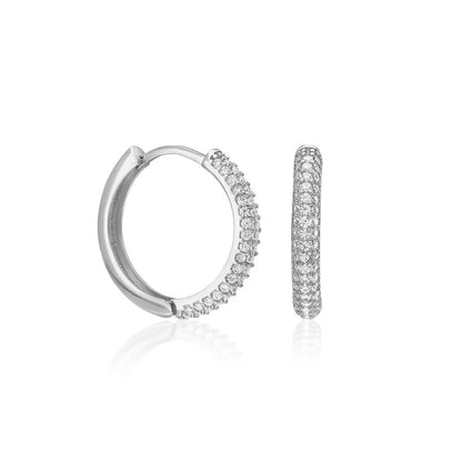 Steinebesetzte runde Ohrringe / 925 SILBER
