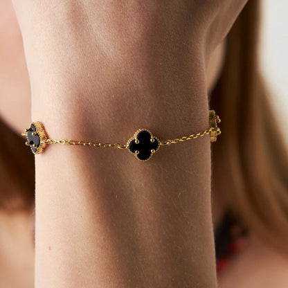 Dreifaches weißes Kleeblatt-Armband / 925 SILBER