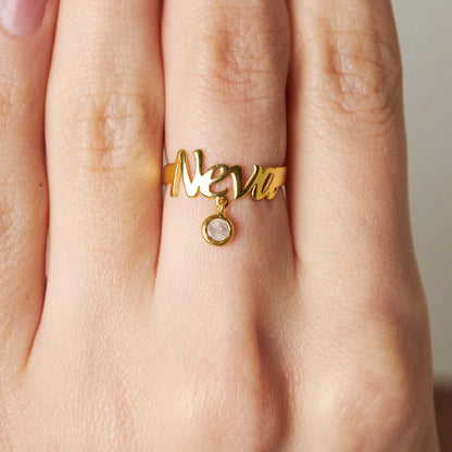 Name Ring mit Edelstein / 925 SILBER