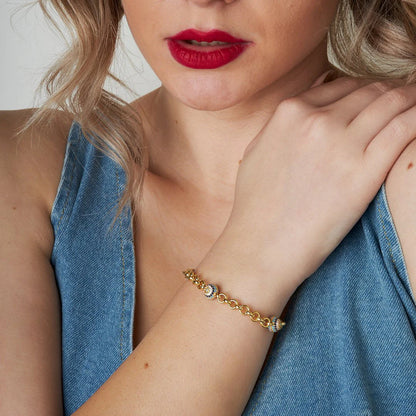 Armband mit dicken Ketten und Steinen / 925 SILBER