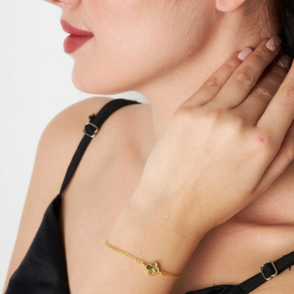 Glänzendes Kleeblatt Armband / 925 SILBER