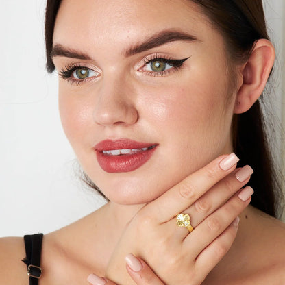 Glänzender Kleeblatt Ring / 925 SILBER