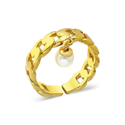 Perlen Anhänger Ring / 925 SILBER