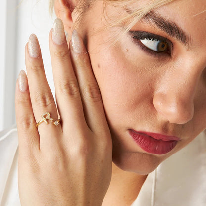 Verstellbarer Ring mit Edelstein / 925 SILBER