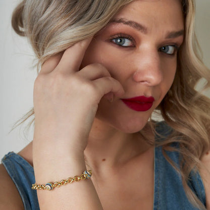 Armband mit dicken Ketten und Steinen / 925 SILBER