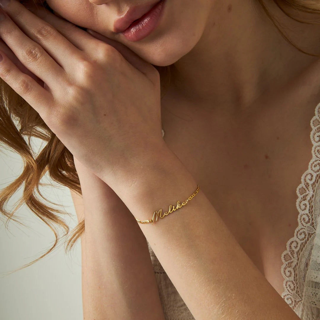 Signatur Armband 925 Silber / Gold