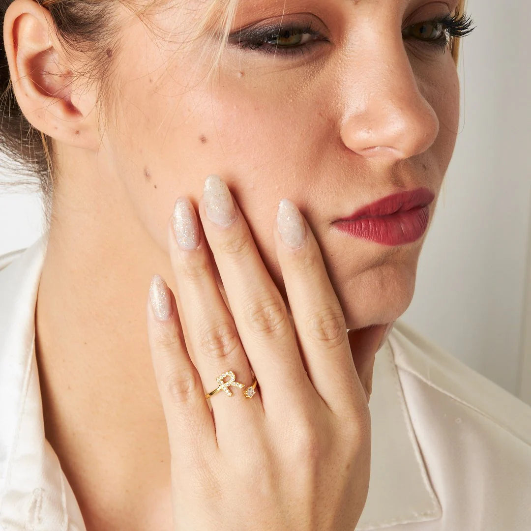 Verstellbarer Ring mit Edelstein / 925 SILBER