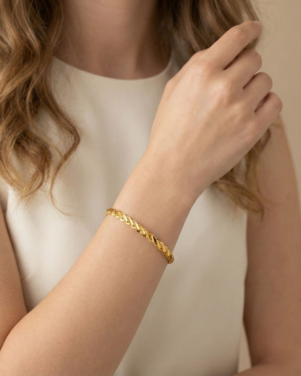 10x 3lü Burma Armreifen Breit 22 karat vergoldet