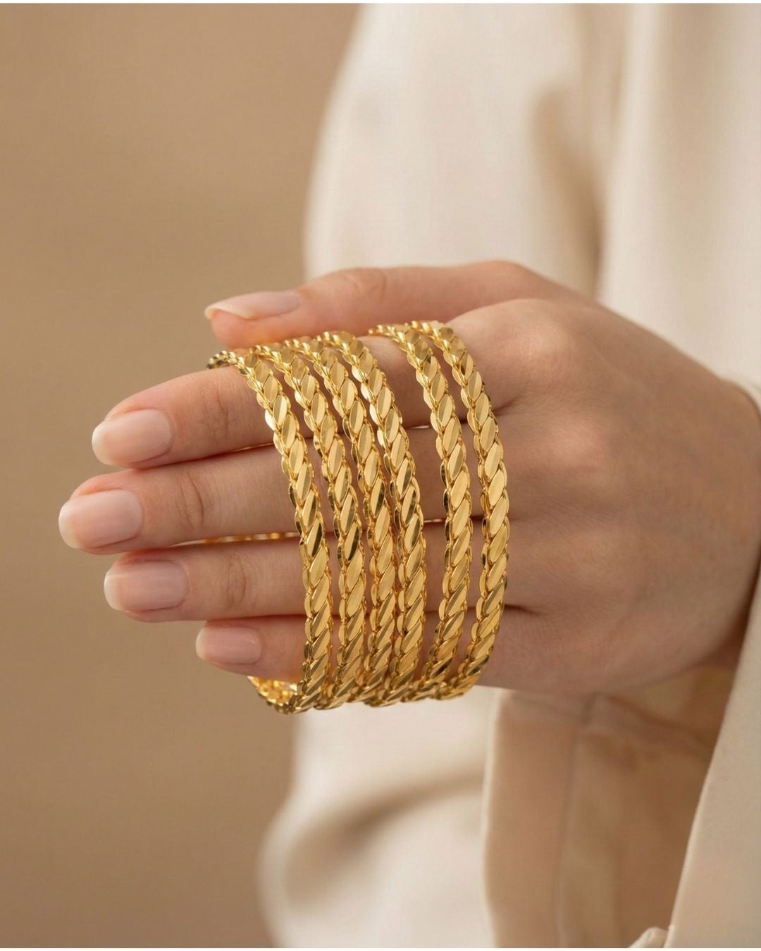 5x 3lü Burma Armreifen Breit 22 karat vergoldet