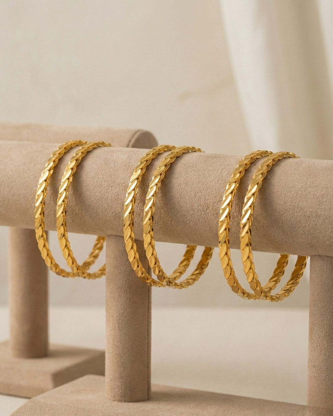 5x 3lü Burma Armreifen Breit 22 karat vergoldet