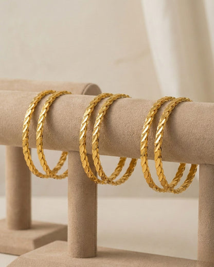 5x 3lü Burma Armreifen Breit 22 karat vergoldet