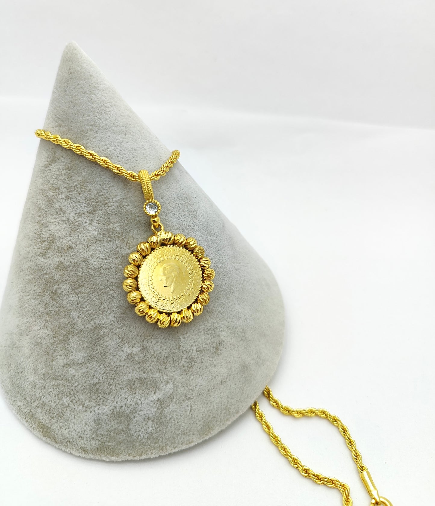 Dorika Kette Rund Ceyrek Münze 22 k vergoldet
