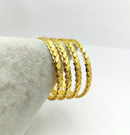 10x 3lü Burma Armreifen Breit 22 karat vergoldet