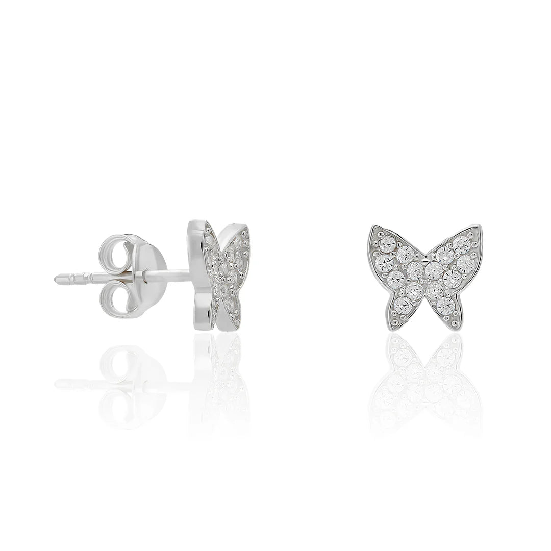 Steineverzierte Schmetterlingsohrringe / 925 SILBER