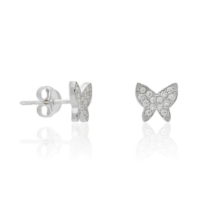 Steineverzierte Schmetterlingsohrringe / 925 SILBER