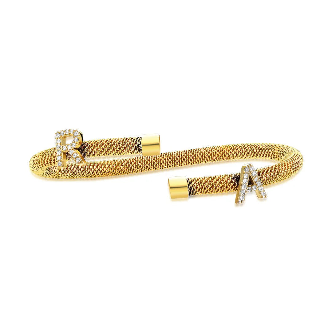 Zwei Buchstaben Armband mit Steinen / 925 SILBER