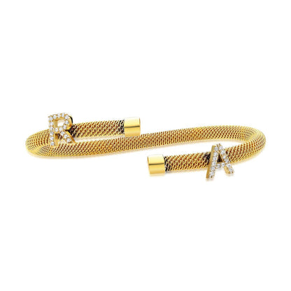 Zwei Buchstaben Armband mit Steinen / 925 SILBER